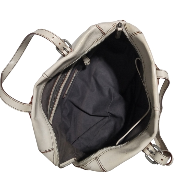 Olivia Harris Zip Closure Gun Metal Detail Satchel Handbag - Picture 7 of 12